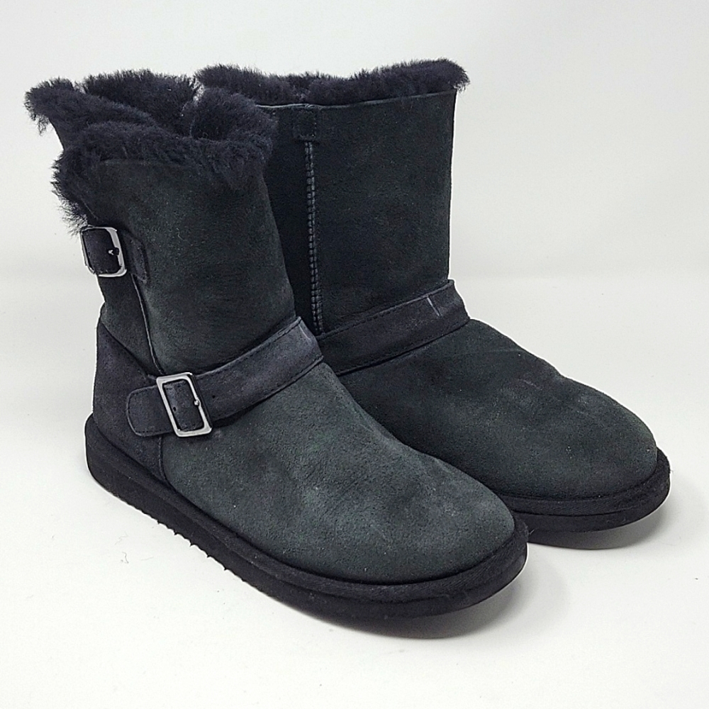 Shearling Buckle Boot-Black Women's Size 7